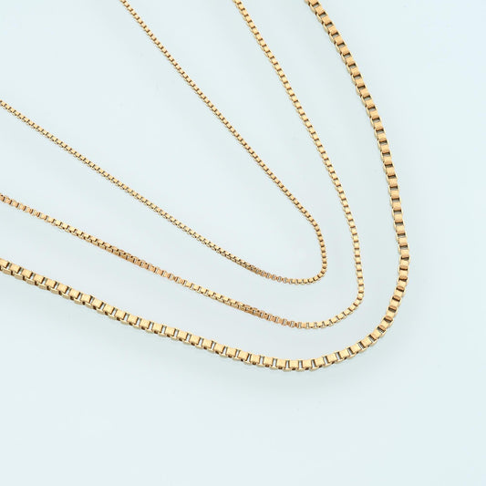 Stainless Steel Box Chain,14K Gold Stainless Steel Chain,Waterproof Chain for DIY Necklace Bracelet Making