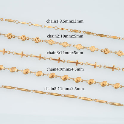 Stainless Steel Cross Chain,14K Gold Stainless Steel Chain,Waterproof Chain for DIY Necklace Bracelet Making