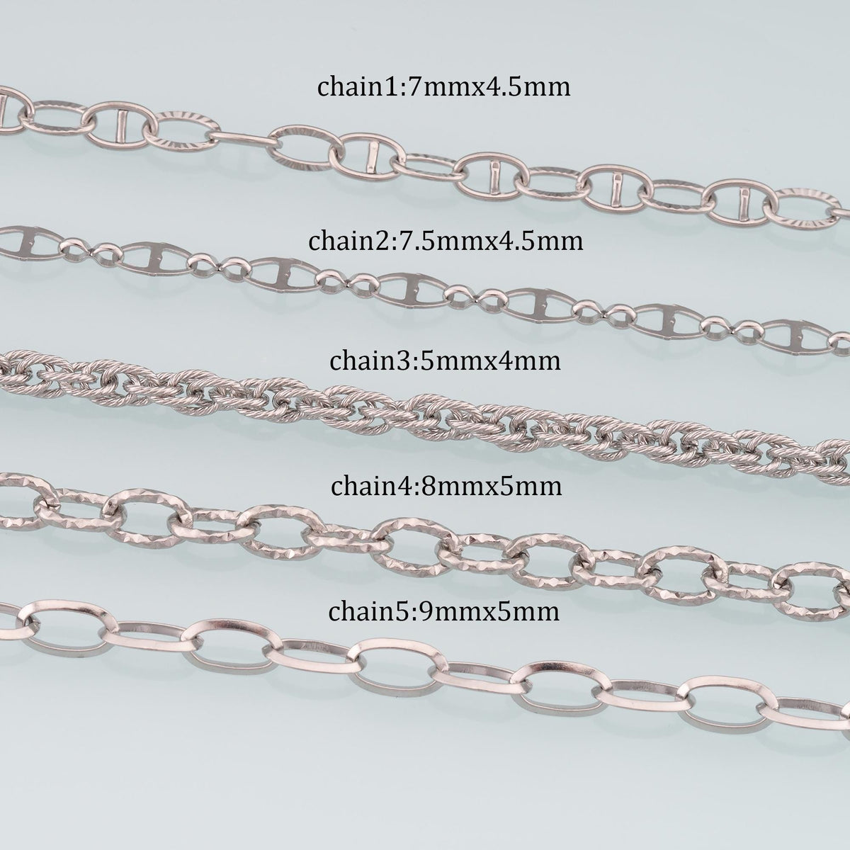 Stainless Steel Twist Oval Chain,Silver Stainless Steel Chain,Waterproof Chain for DIY Necklace Bracelet Making
