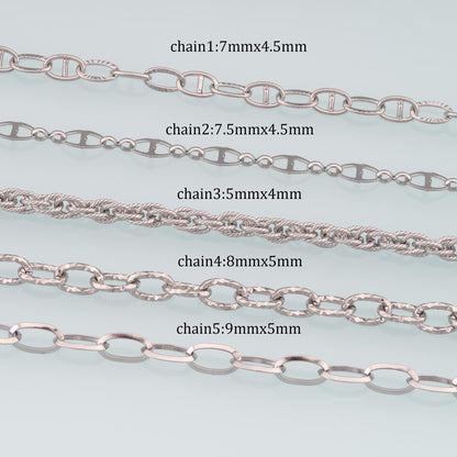 Stainless Steel Twist Oval Chain,Silver Stainless Steel Chain,Waterproof Chain for DIY Necklace Bracelet Making