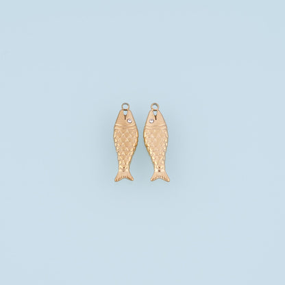 CZ Fish Pendant,14K Gold Filled Minimalist Style Charm DIY Charm for Necklace Bracelet Making