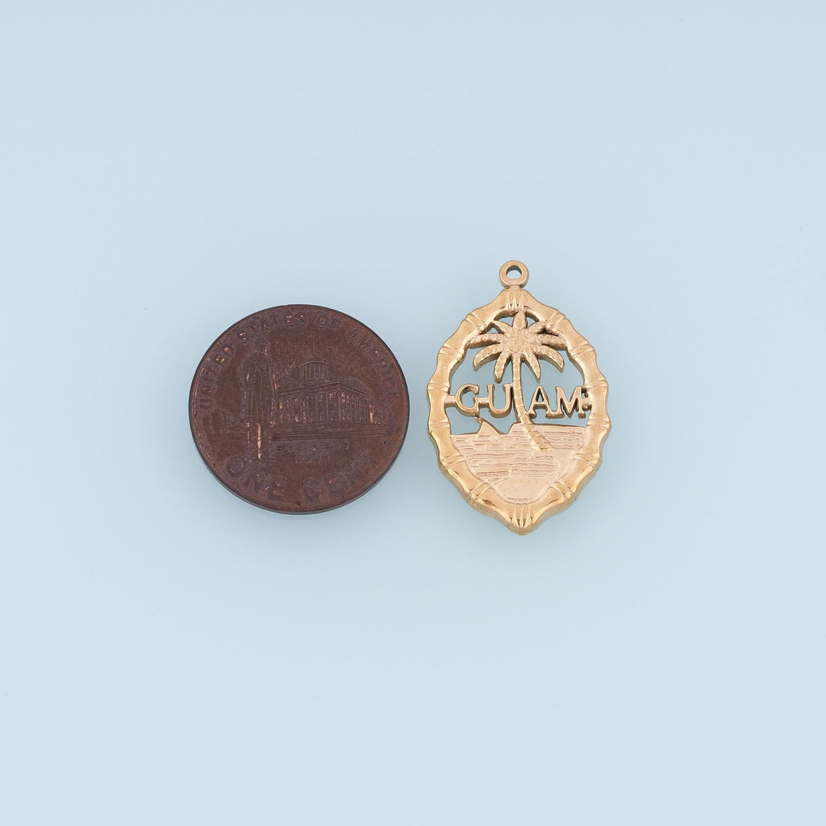 GUAM Travel Souvenir Pendant,14K Gold Filled Lsland Vacation Charm DIY Charm for Necklace Bracelet Making