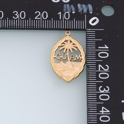 GUAM Travel Souvenir Pendant,14K Gold Filled Lsland Vacation Charm DIY Charm for Necklace Bracelet Making