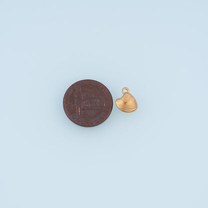 14K Gold Shell Charm Pendant for Jewelry Making