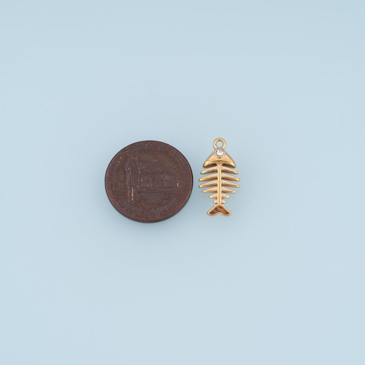 CZ Fish Bone Pendant,14K Gold Filled Fish Skeleton Charm DIY Charm for Necklace Bracelet Making