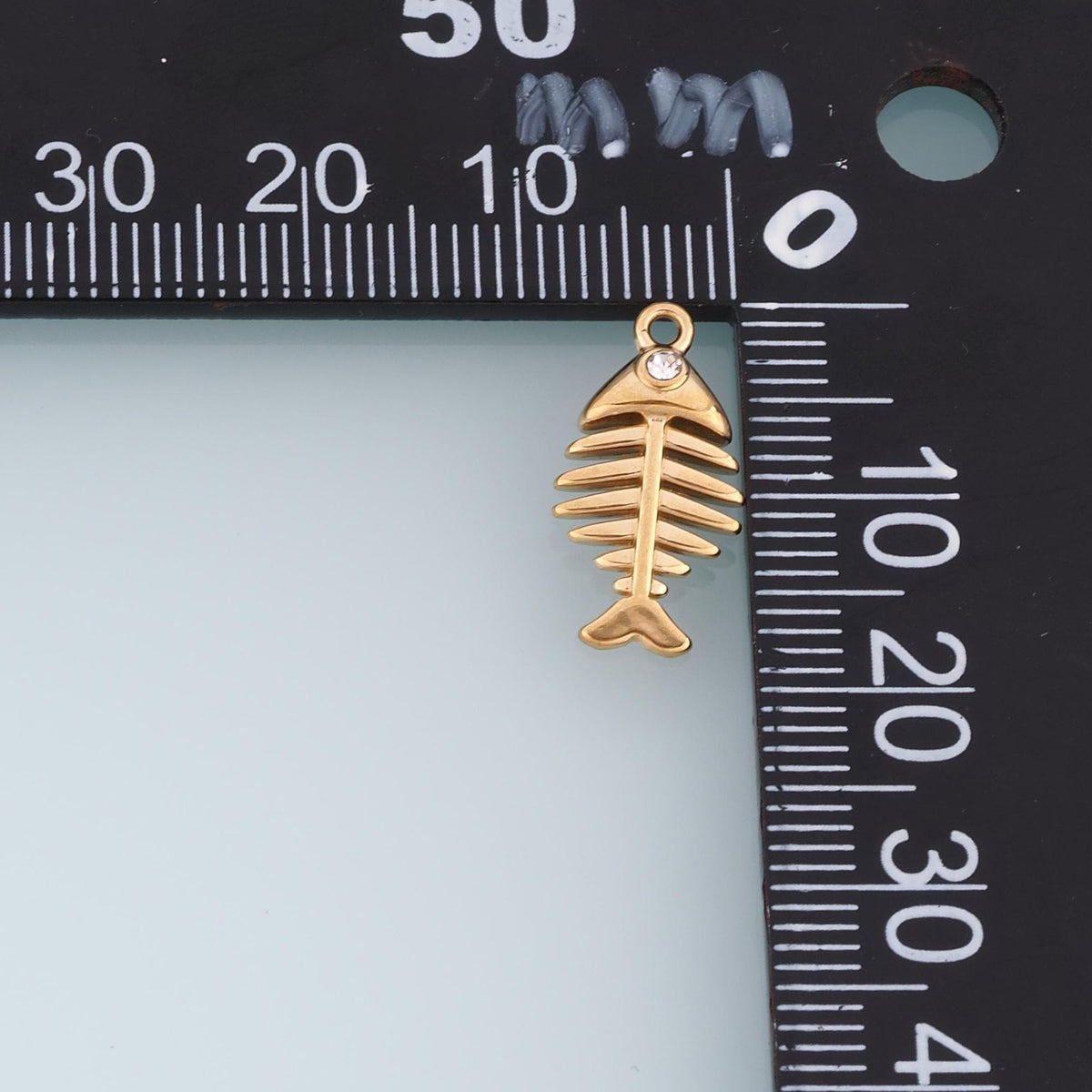 CZ Fish Bone Pendant,14K Gold Filled Fish Skeleton Charm DIY Charm for Necklace Bracelet Making