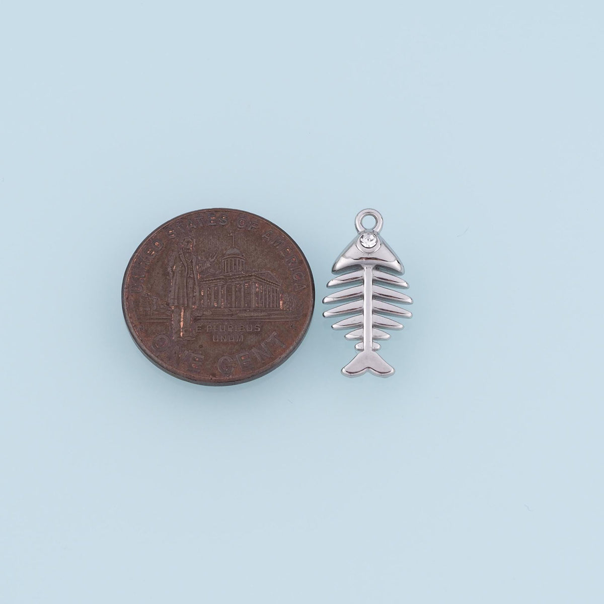 CZ Fish Bone Pendant,14K Gold Filled Fish Skeleton Charm DIY Charm for Necklace Bracelet Making