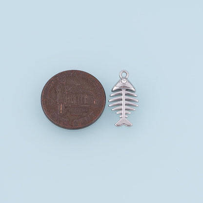 CZ Fish Bone Pendant,14K Gold Filled Fish Skeleton Charm DIY Charm for Necklace Bracelet Making