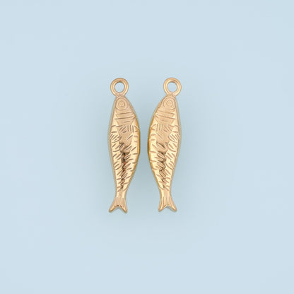 Fish Pendant,14K Gold Sea Life Charm DIY Charm for Necklace Bracelet Making