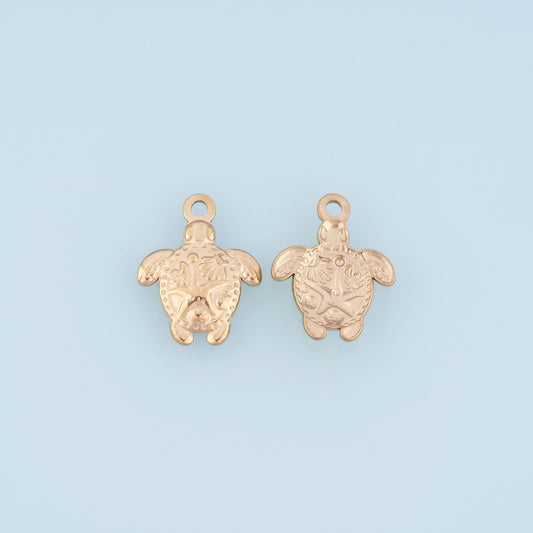 Sea Turtle Pendant,14K Gold Natural Marine Style Charm DIY Charm for Necklace Bracelet Making