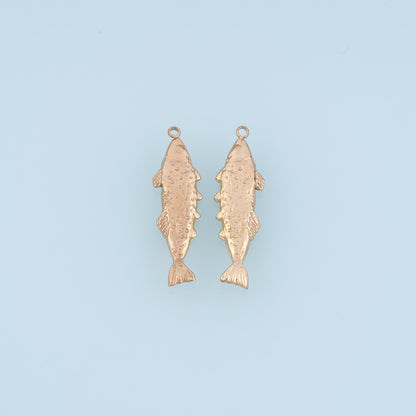 Salmon Pendant,14K Gold Ocean Animal Charm DIY Charm for Necklace Bracelet Making