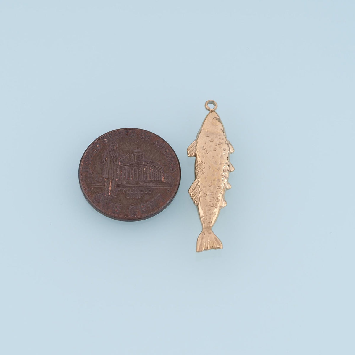 Salmon Pendant,14K Gold Ocean Animal Charm DIY Charm for Necklace Bracelet Making