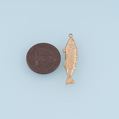 Salmon Pendant,14K Gold Ocean Animal Charm DIY Charm for Necklace Bracelet Making