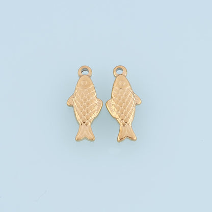Fish Pendant,14K Gold Natural Marine Style Charm DIY Charm for Necklace Bracelet Making