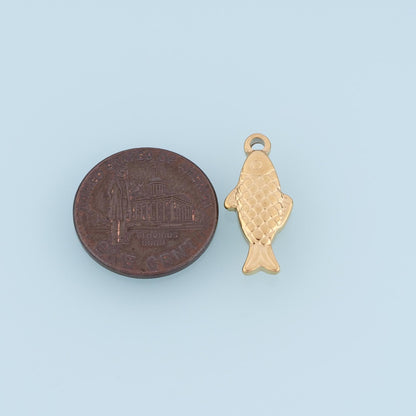 Fish Pendant,14K Gold Natural Marine Style Charm DIY Charm for Necklace Bracelet Making