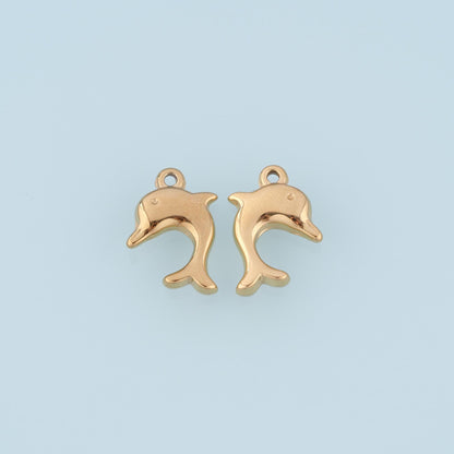 Dolphin Pendant,14K Gold Ocean Animal Charm DIY Charm for Necklace Bracelet Making