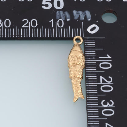 Koi Fish Pendant,14K Gold Good Luck Koi Charm DIY Charm for Necklace Bracelet Making