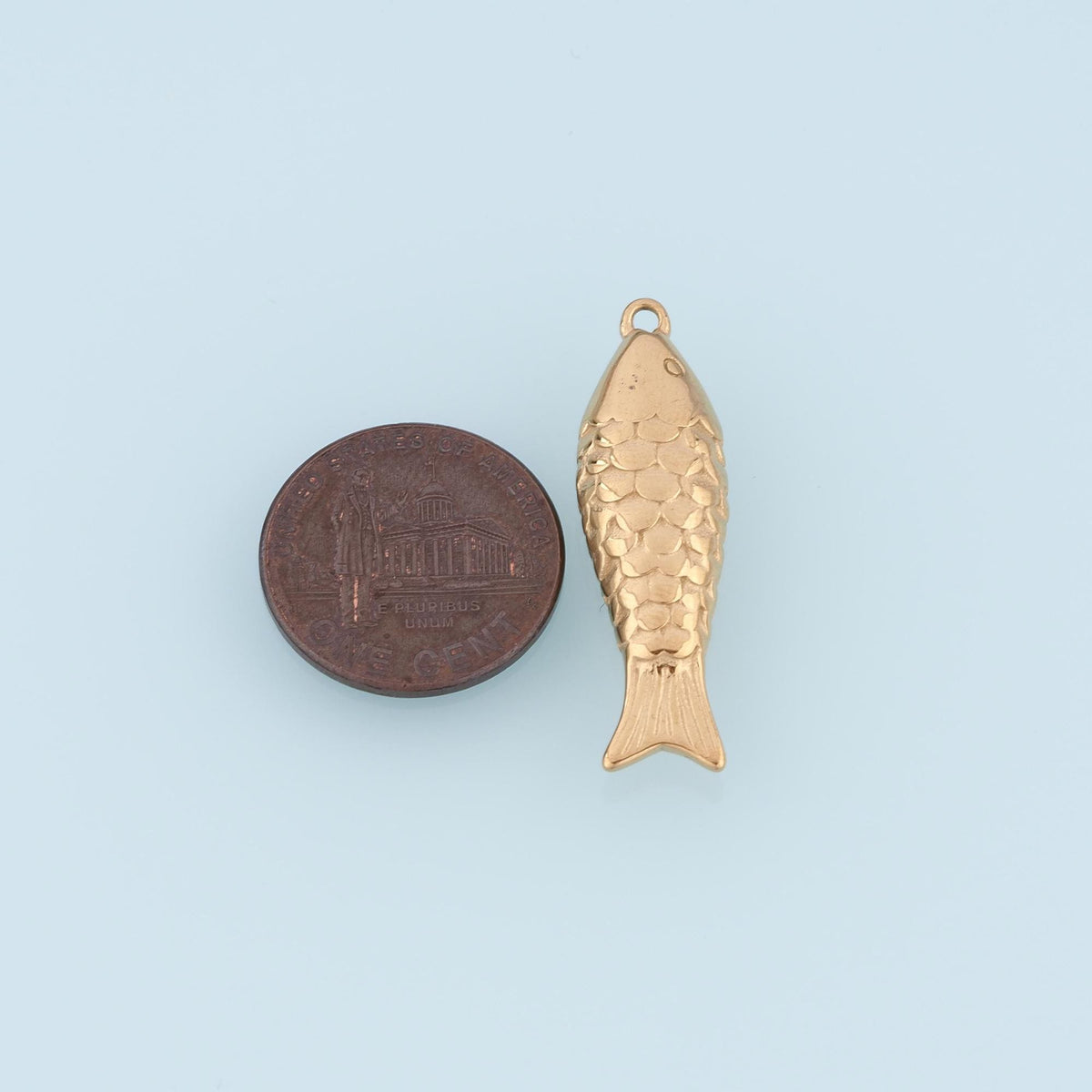 Carp Pendant,14K Gold Minimalist Charm DIY Charm for Necklace Bracelet Making