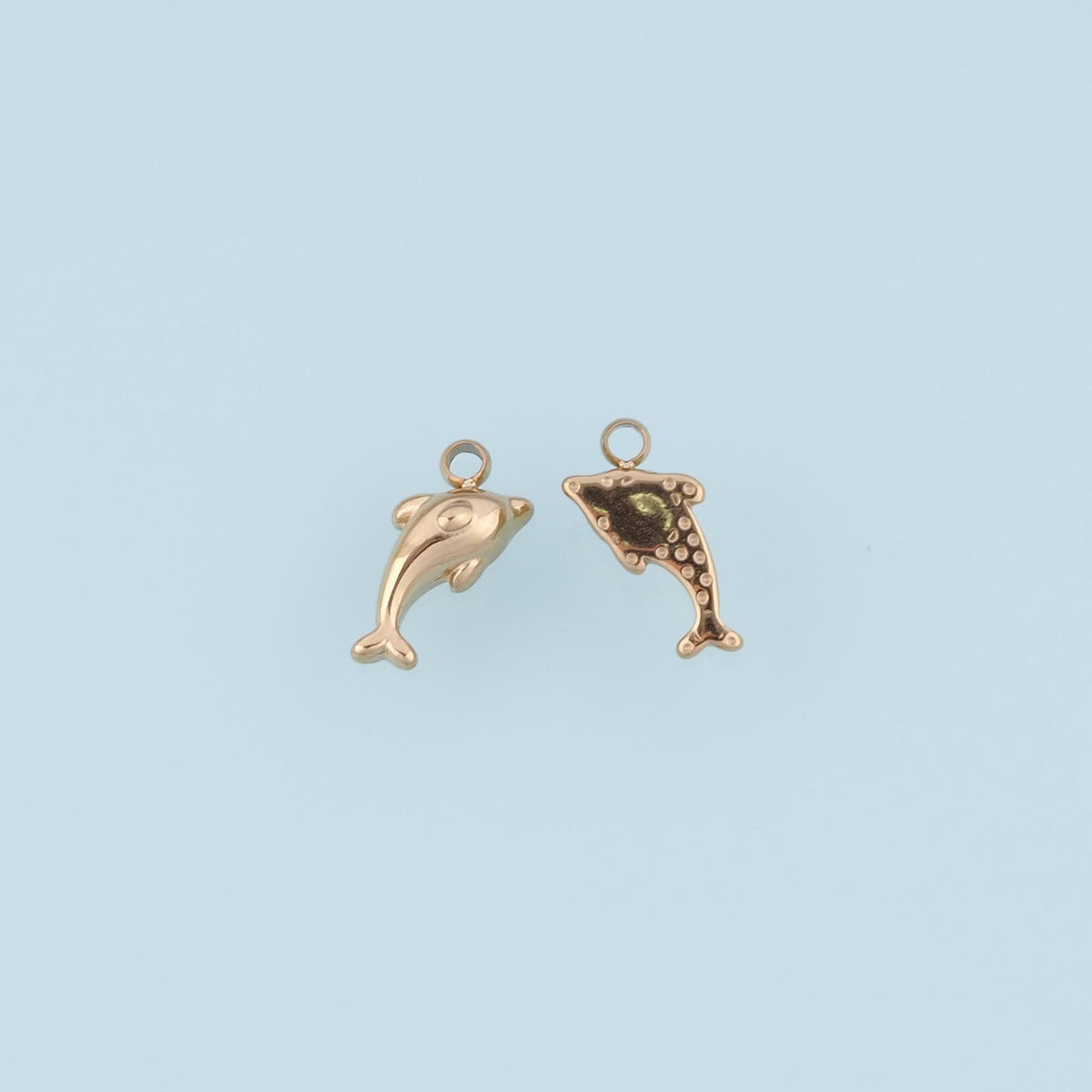 Dolphin Pendant,14K Gold Ocean Animal Charm DIY Charm for Necklace Bracelet Making