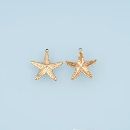 Hammered Texture Starfish Pendant,14K Gold Minimalist Charm DIY Charm for Necklace Bracelet Making
