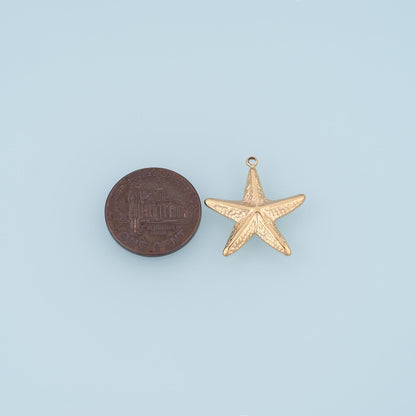 Hammered Texture Starfish Pendant,14K Gold Minimalist Charm DIY Charm for Necklace Bracelet Making