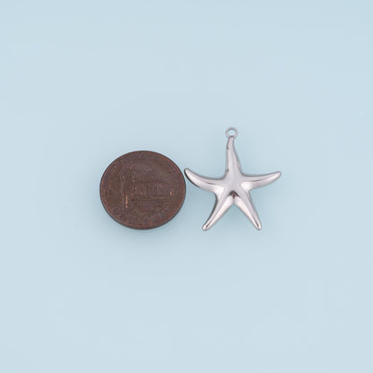 Smooth Surface Starfish Pendant,14K Gold Summer Beach Charm DIY Charm for Necklace Bracelet Making