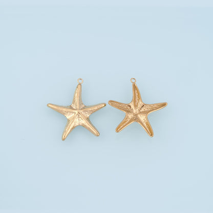 Hammered Texture Starfish Pendant,14K Gold Minimalist Charm DIY Charm for Necklace Bracelet Making