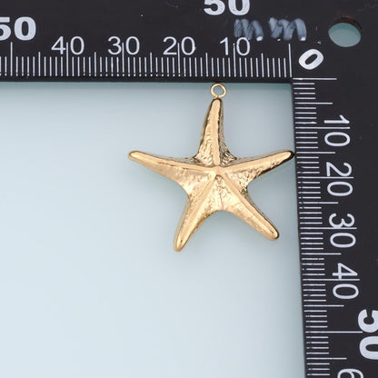 Hammered Texture Starfish Pendant,14K Gold Minimalist Charm DIY Charm for Necklace Bracelet Making