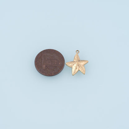 Serrated Pattern Starfish Pendant,14K Gold Minimalist Charm DIY Charm for Necklace Bracelet Making
