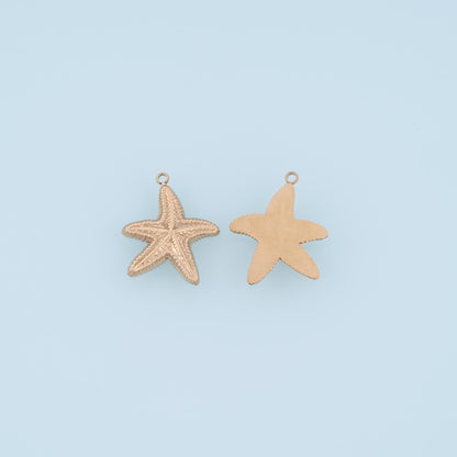 Deep Sea Texture Starfish Pendant,14K Gold Minimalist Charm DIY Charm for Necklace Bracelet Making