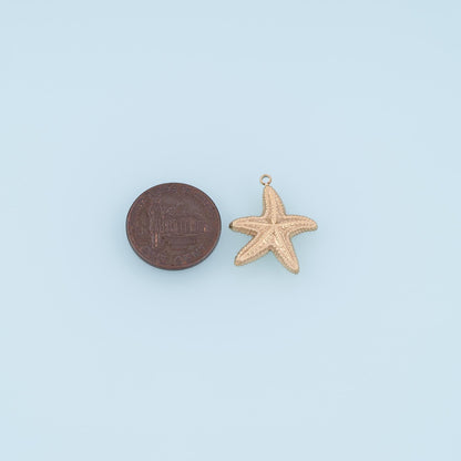 Deep Sea Texture Starfish Pendant,14K Gold Minimalist Charm DIY Charm for Necklace Bracelet Making