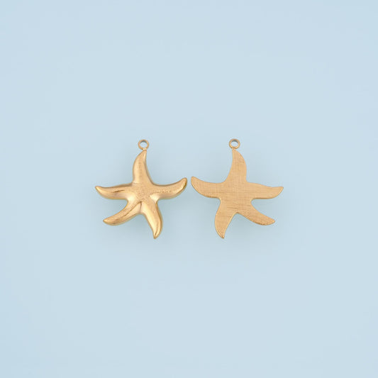 Smooth Surface Starfish Pendant,14K Gold Minimalist Charm DIY Charm for Necklace Bracelet Making