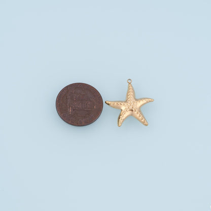 Midline Polka Dot Starfish Pendant,14K Gold Minimalist Charm DIY Charm for Necklace Bracelet Making