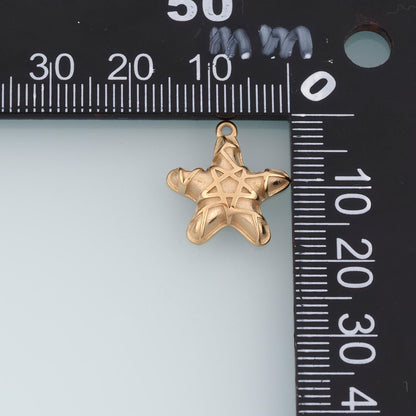 Grid Starfish Pendant,14K Gold Minimalist Charm DIY Charm for Necklace Bracelet Making