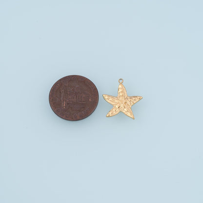 Flowers Texture Starfish Pendant,14K Gold Minimalist Pendant DIY Charm for Necklace Bracelet Making