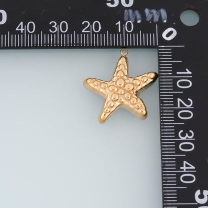 Raised Dot Texture Starfish Pendant,14K Gold Minimalist Pendant DIY Charm for Necklace Bracelet Making