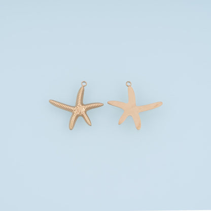 Vein Texture Long Arm Starfish Pendant,14K Gold Minimalist Charm DIY Charm for Necklace Bracelet Making