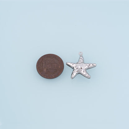 Hammered Texture Mirror Finish Starfish Pendant,14K Gold Minimalist Charm DIY Charm for Necklace Bracelet Making