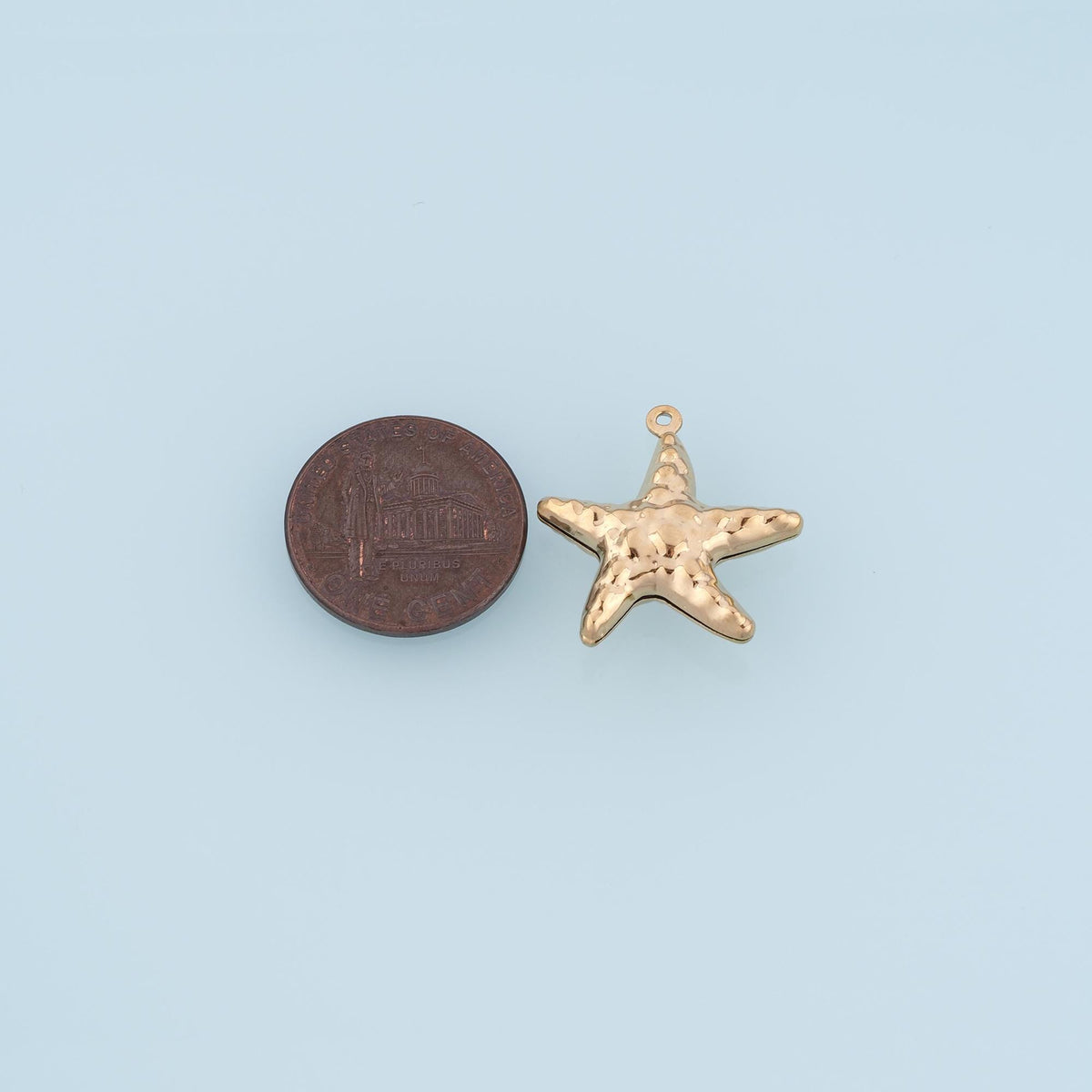 Hammered Texture Mirror Finish Starfish Pendant,14K Gold Minimalist Charm DIY Charm for Necklace Bracelet Making