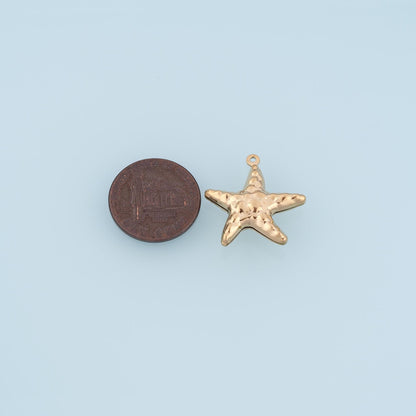 Hammered Texture Mirror Finish Starfish Pendant,14K Gold Minimalist Charm DIY Charm for Necklace Bracelet Making