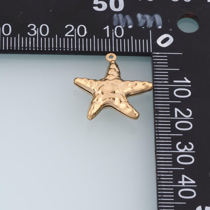 Hammered Texture Mirror Finish Starfish Pendant,14K Gold Minimalist Charm DIY Charm for Necklace Bracelet Making