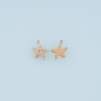 CZ Beckon Starfish Pendant,14K Gold Minimalist Charm DIY Charm for Necklace Bracelet Making