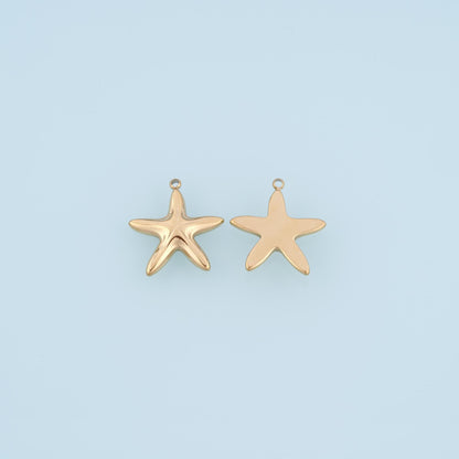 Streamline Smooth Surface Starfish Pendant,14K Gold Minimalist Charm DIY Charm for Necklace Bracelet Making