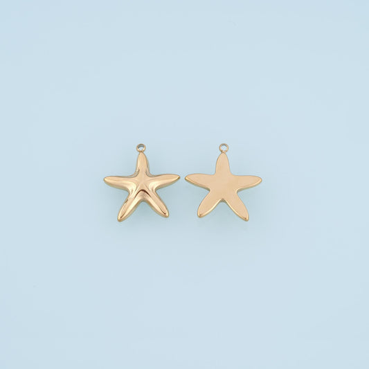 Streamline Smooth Surface Starfish Pendant,14K Gold Minimalist Charm DIY Charm for Necklace Bracelet Making