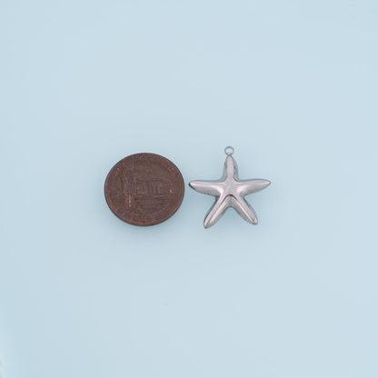 Streamline Smooth Surface Starfish Pendant,14K Gold Minimalist Charm DIY Charm for Necklace Bracelet Making