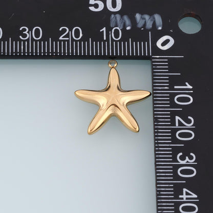 Streamline Smooth Surface Starfish Pendant,14K Gold Minimalist Charm DIY Charm for Necklace Bracelet Making