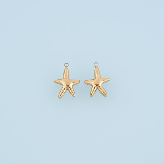 Rounded Smooth Surface Mini Starfish Pendant,14K Gold Minimalist Charm DIY Charm for Necklace Bracelet Making