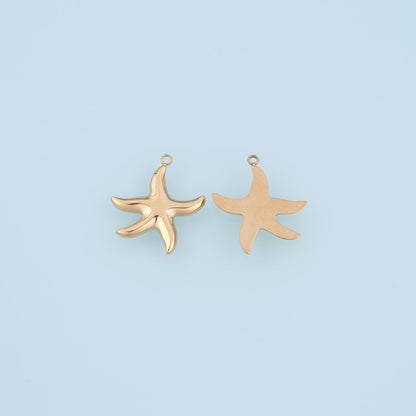 Arc Smooth Surface Starfish Pendant,14K Gold Minimalist Charm DIY Charm for Necklace Bracelet Making