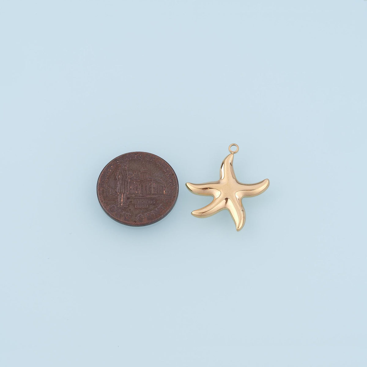 Arc Smooth Surface Starfish Pendant,14K Gold Minimalist Charm DIY Charm for Necklace Bracelet Making