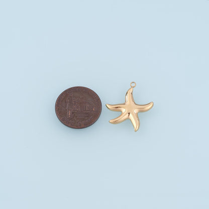 Arc Smooth Surface Starfish Pendant,14K Gold Minimalist Charm DIY Charm for Necklace Bracelet Making